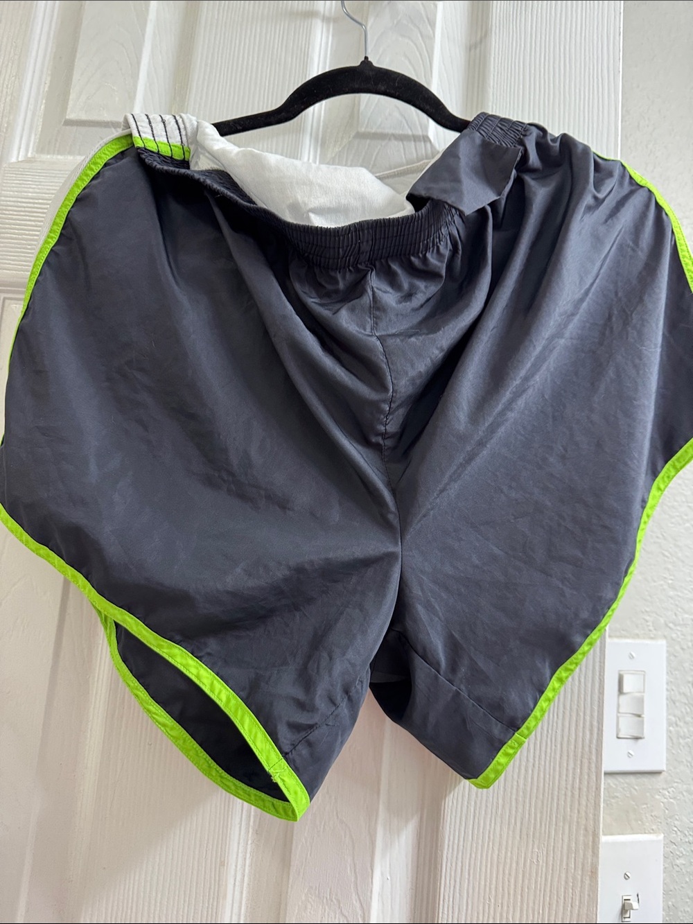 Charcoal Athletic Shorts with Neon Green Trim